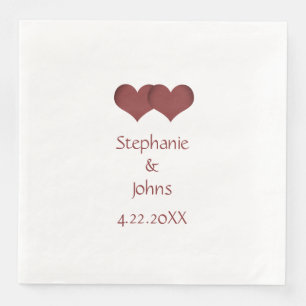 Zwei Herz Couple Bride Groom Individuelle Name Hoc Serviette