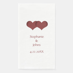 Zwei Herz Couple Bride Groom Individuelle Name Hoc Serviette