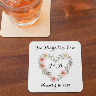 Zwei Herz eine Liebe rosa Creme Rose Rechteckiger Pappuntersetzer