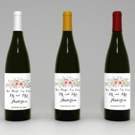 Zwei Herz eine Liebe rosa Creme Rose Weinetikett