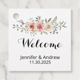 Zwei Herz eine Liebe Rosa Creme Rose Willkommen Geschenkanhänger