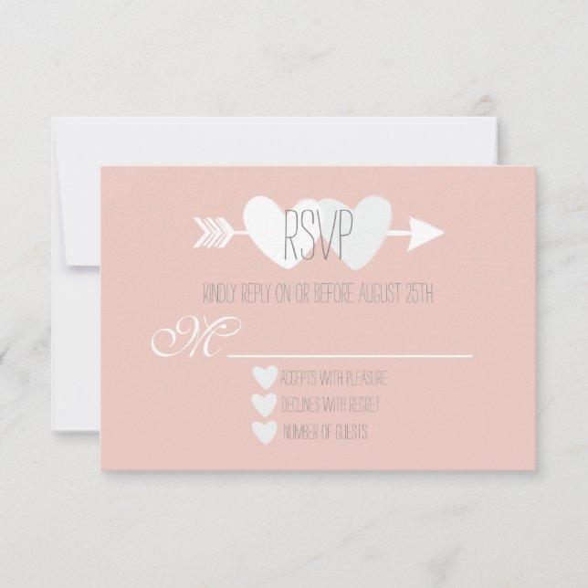 Zwei Herz Hochzeit RSVP Karte (Vorderseite)
