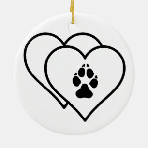 Zwei Herz-Liebe-Hunde-Logo für den Fußabdruck Keramikornament