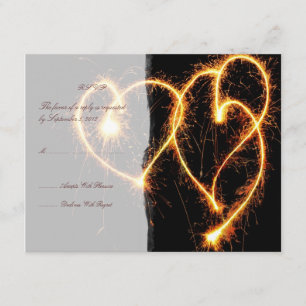 Zwei Herz-Sparklers Hochzeitrampe RSVP Karte