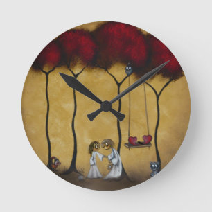 Zwei Herz-Wall-Uhr Runde Wanduhr