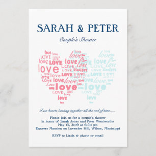 Zwei Herz zusammen schlagen / Dusche für süße Paar Einladung