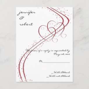 Zwei Herzen als eine Antwortkarte Einladungspostkarte