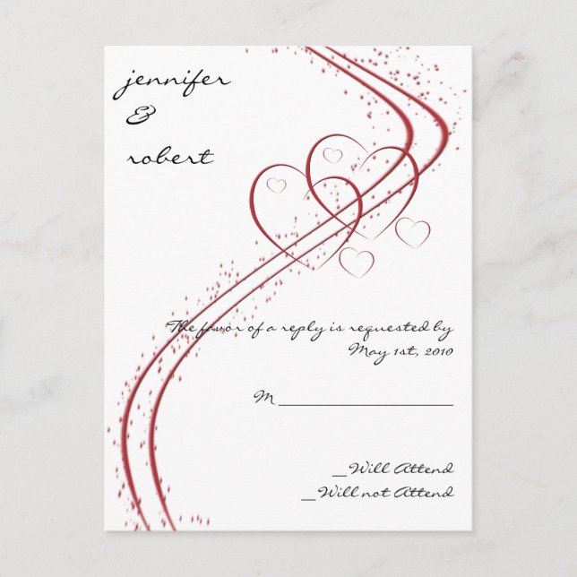 Zwei Herzen als eine Antwortkarte Einladungspostkarte (Vorderseite)