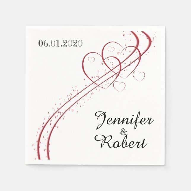 Zwei Herzen als eine Hochzeit Napkin Serviette (Vorderseite)
