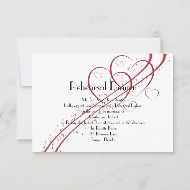 Zwei Herzen als eine Probe Abendessen Einladung (Vorderseite)