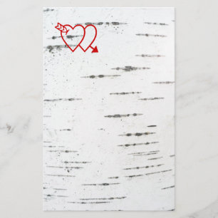 Zwei Herzen auf einer Birkenrinde Briefpapier