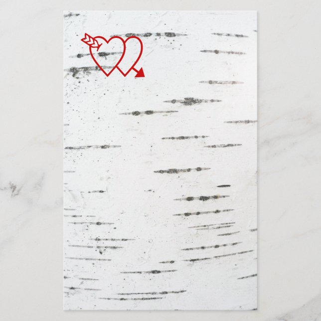 Zwei Herzen auf einer Birkenrinde Briefpapier (Vorderseite)