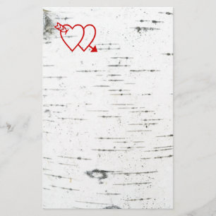 Zwei Herzen auf einer Birkenrinde Briefpapier