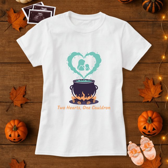 Zwei Herzen Ein Cauldron Spooky Schwangerschaft Mu T-Shirt (Von Creator hochgeladen)