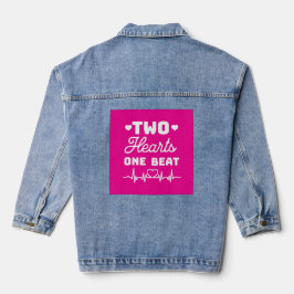 Zwei Herzen. Eine Beat (weißer Text) Valentinin Jeansjacke
