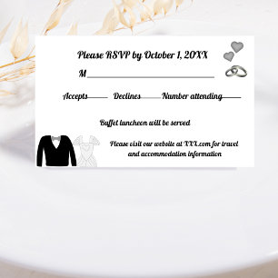 Zwei Herzen, eine Liebe, die Krawatte bindend RSVP Karte