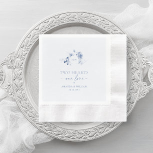 Zwei Herzen · Eine Liebe Dusty Blue Hochzeit Serviette