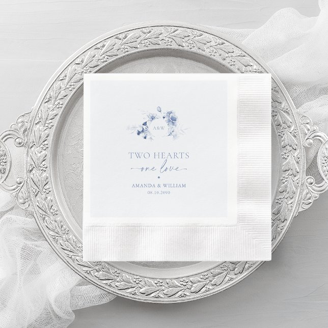 Zwei Herzen · Eine Liebe Dusty Blue Hochzeit  Serviette (Von Creator hochgeladen)