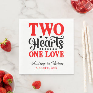 Zwei Herzen eine Liebe Hochzeitscocktail Napkins Serviette