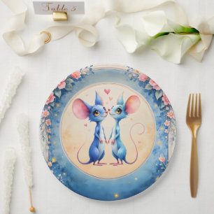 Zwei Herzen, eine Liebe – Hochzeitsmäuse. Pappteller
