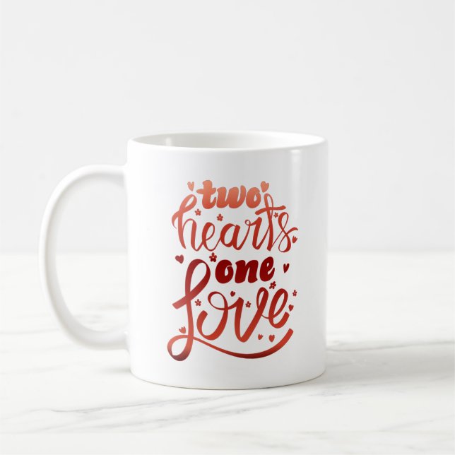 Zwei Herzen eine Liebe Kaffeetasse (Links)