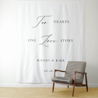 Zwei Herzen, eine Liebesgeschichte Hochzeitsbanner Wandteppich
