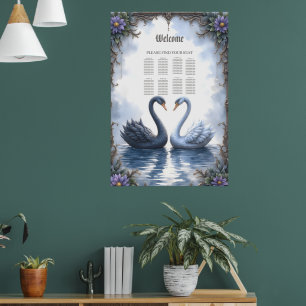 Zwei Herzen, eine Reflexion – Romantische Schwan H Poster