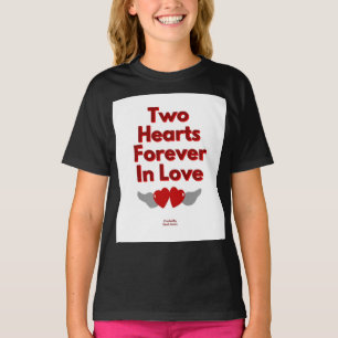 Zwei Herzen für immer in der Liebe Mädchen Schwarz T-Shirt