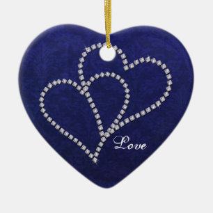 Zwei Herzen gebundene - Imitat-Diamant - Keramik Ornament