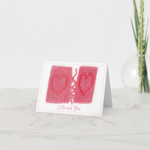 ZWEI HERZEN GESTRICKT Leere Karte + Text