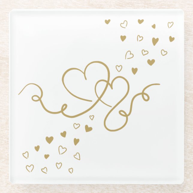 Zwei Herzen  Glasuntersetzer (Vorderseite)