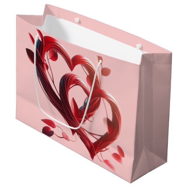Zwei Herzen Große Geschenktüte (Vorderseite Schrägansicht)