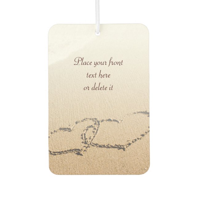 Zwei Herzen im Sand Autolufterfrischer (Vorderseite)