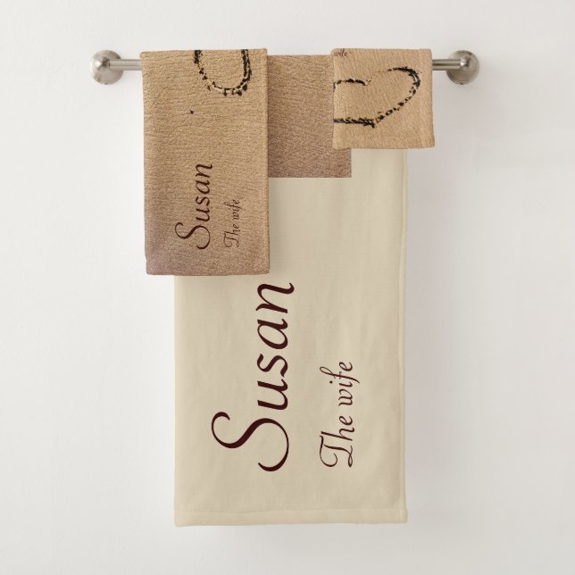 Zwei Herzen im Sand Badhandtuch Set (Insitu)