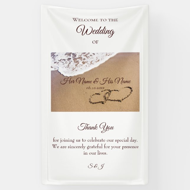 Zwei Herzen im Sand Banner (Vertikal)