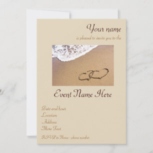 Zwei Herzen im Sand Einladung