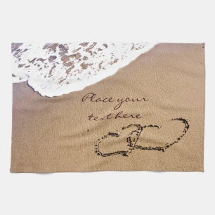 Zwei Herzen im Sand Küchentuch