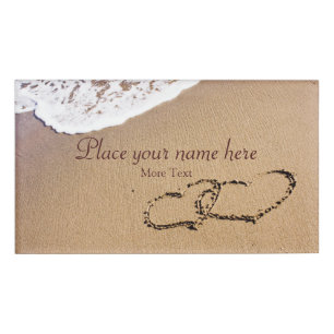 Zwei Herzen im Sand Namenschild
