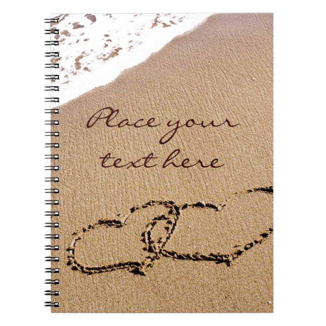 Zwei Herzen im Sand Notizblock (Vorderseite)