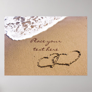 Zwei Herzen im Sand Poster