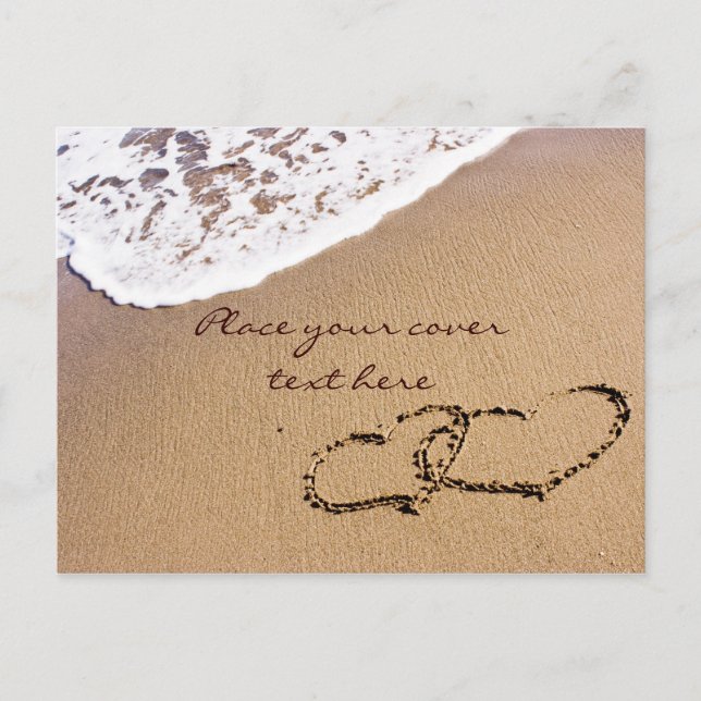 Zwei Herzen im Sand Postkarte (Vorderseite)
