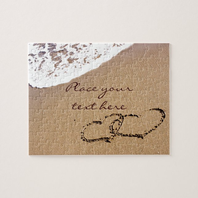 Zwei Herzen im Sand Puzzle (Horizontal)