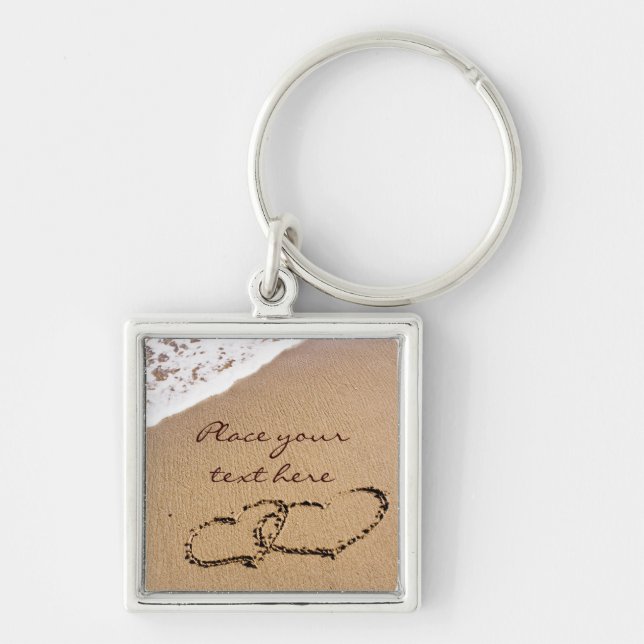 Zwei Herzen im Sand Schlüsselanhänger (Vorne)