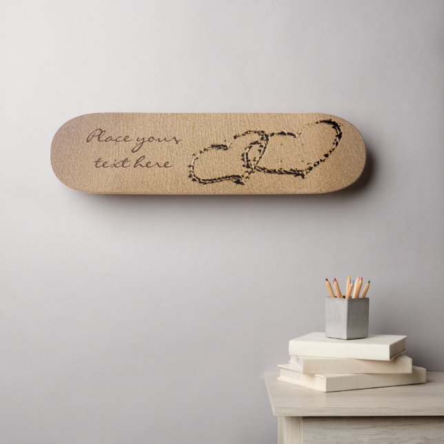 Zwei Herzen im Sand Skateboard (Wandkunst (Horz))