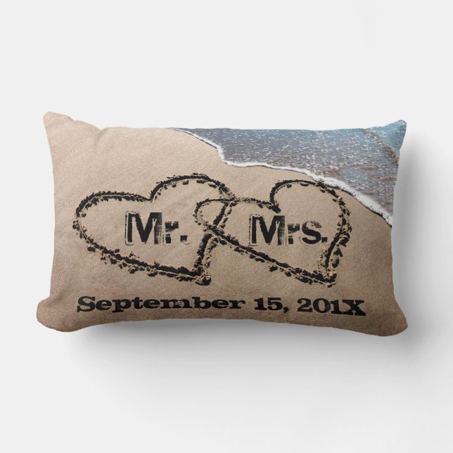 Zwei Herzen im Sandkissen Lendenkissen (Vorderseite)