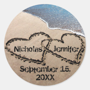 Zwei Herzen in den Sand-Siegeln Aufkleber