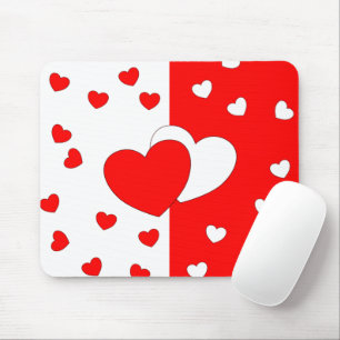 Zwei Herzen in Liebe rot-weiß-Maus-Pad Mousepad