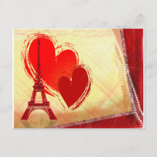 Zwei Herzen in Paris Postkarte