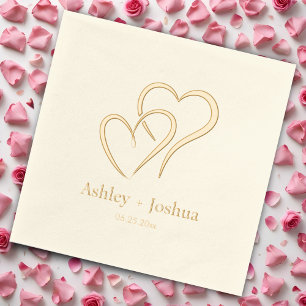 Zwei Herzen Individuelle Name und Datum Hochzeit Servietten Mit Folie