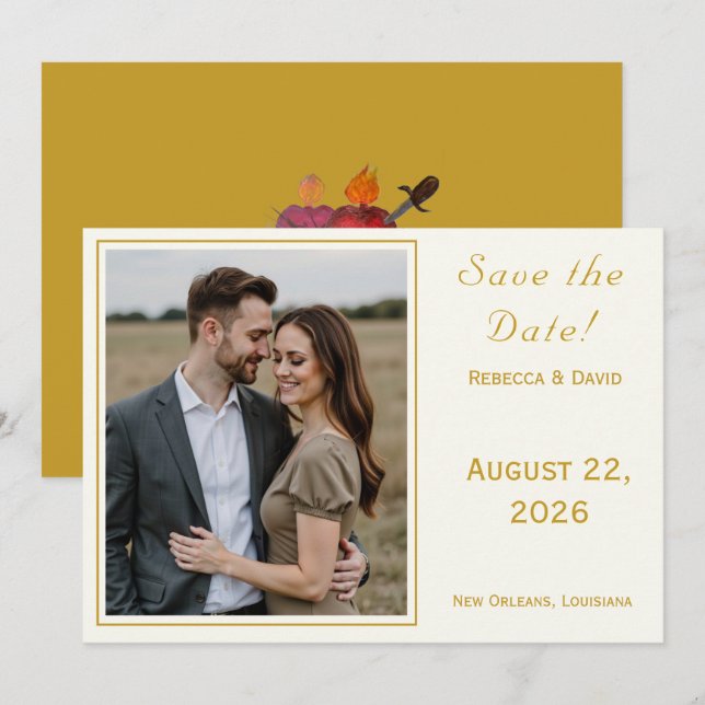 Zwei-Herzen-Katholische-Flat-Save-the-Date-Karte Save The Date (Vorne/Hinten)